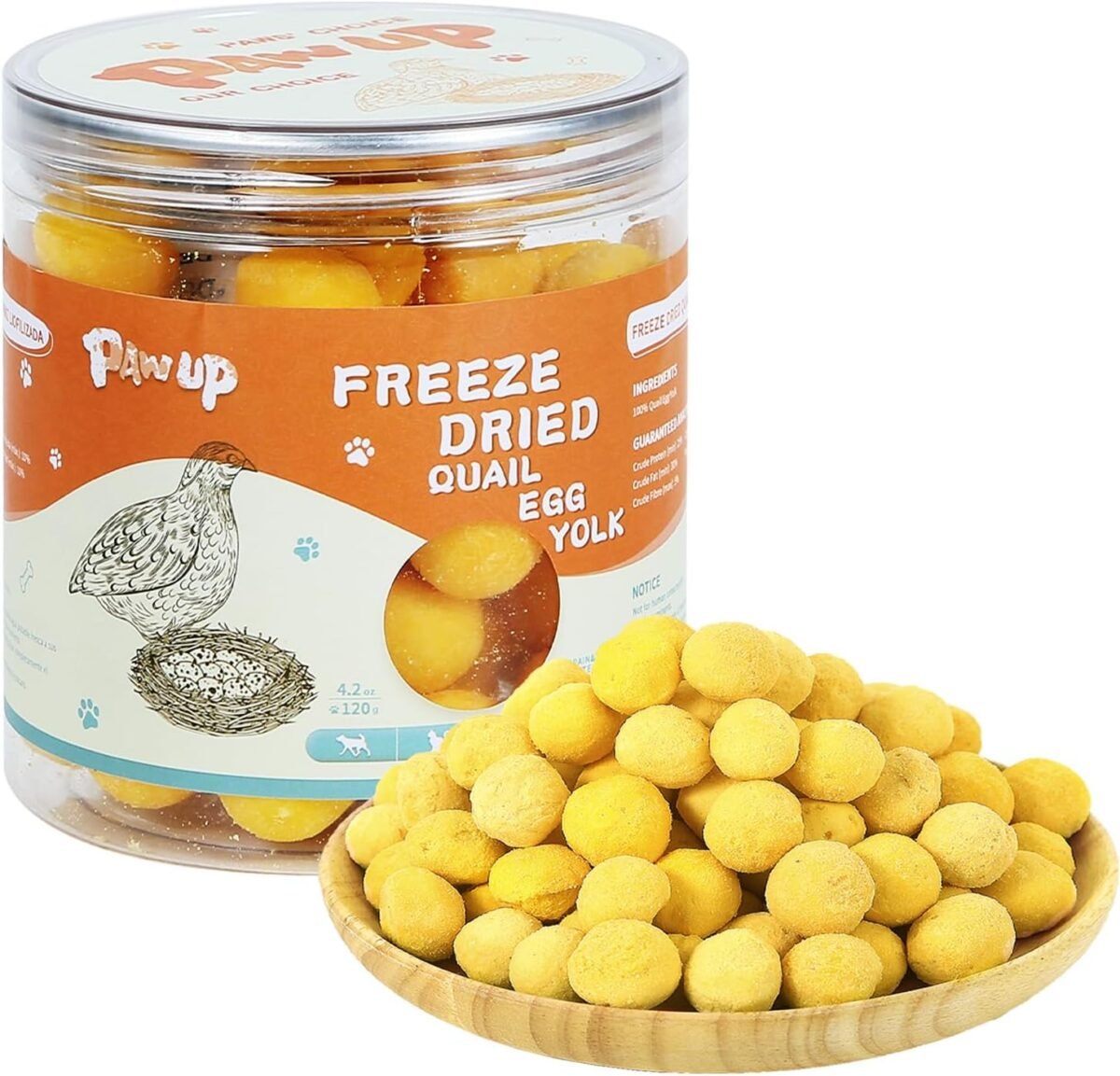 Freeze Dried Quail Egg Yolk Pet Treats, Freeze-Dried Pet Food for Dogs, Cats, Pure Fresh Ingredient, 4.2 oz, Rawhide Free, Gluten&Grain Free - Image 2