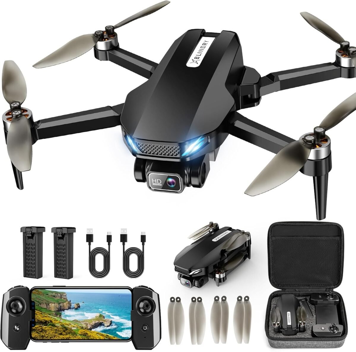 GPS Drone with Camera for Adults, 2K HD FPV Drones with Auto Return, Follow Me, Circle Fly, Waypoint Fly, Stable Hover, Brushless Motor, Foldable 5G Transmission Remote Control Quadcopter - Image 2