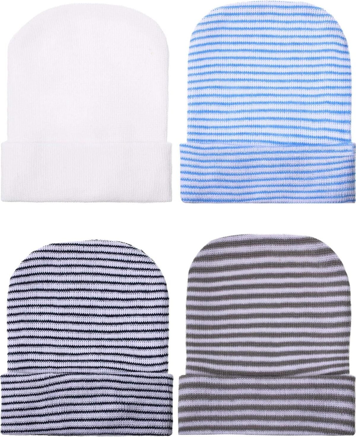 Geyoga Newborn Girl Boy Hat Newborn Beanie Stripes Hat Toddler Soft Caps Infant Cotton Knit Caps for Baby 0-6 Months - Image 2