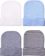Geyoga Newborn Girl Boy Hat Newborn Beanie Stripes Hat Toddler Soft Caps Infant Cotton Knit Caps for Baby 0-6 Months - Image 2