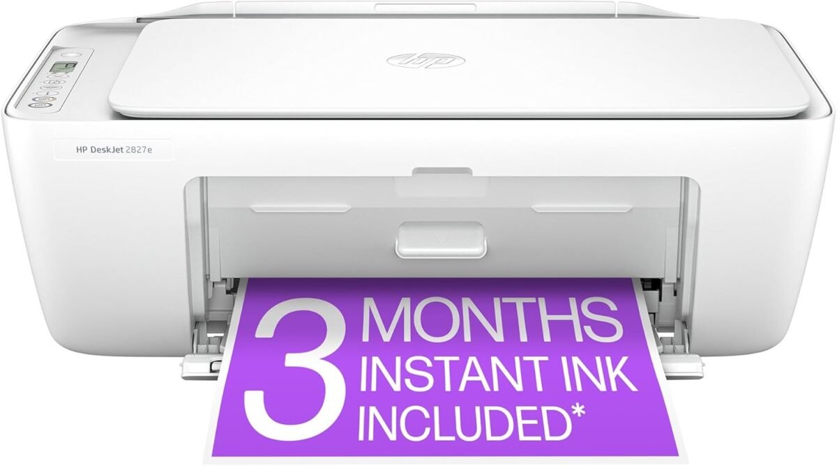 HP DeskJet 2827e Wireless All-in-One Color Inkjet Printer, Scanner, Copier, Best-for-Home, 3 Months of Instant Ink Included, Single-Band Wi-Fi connectivity (6W7F5A) - Image 2