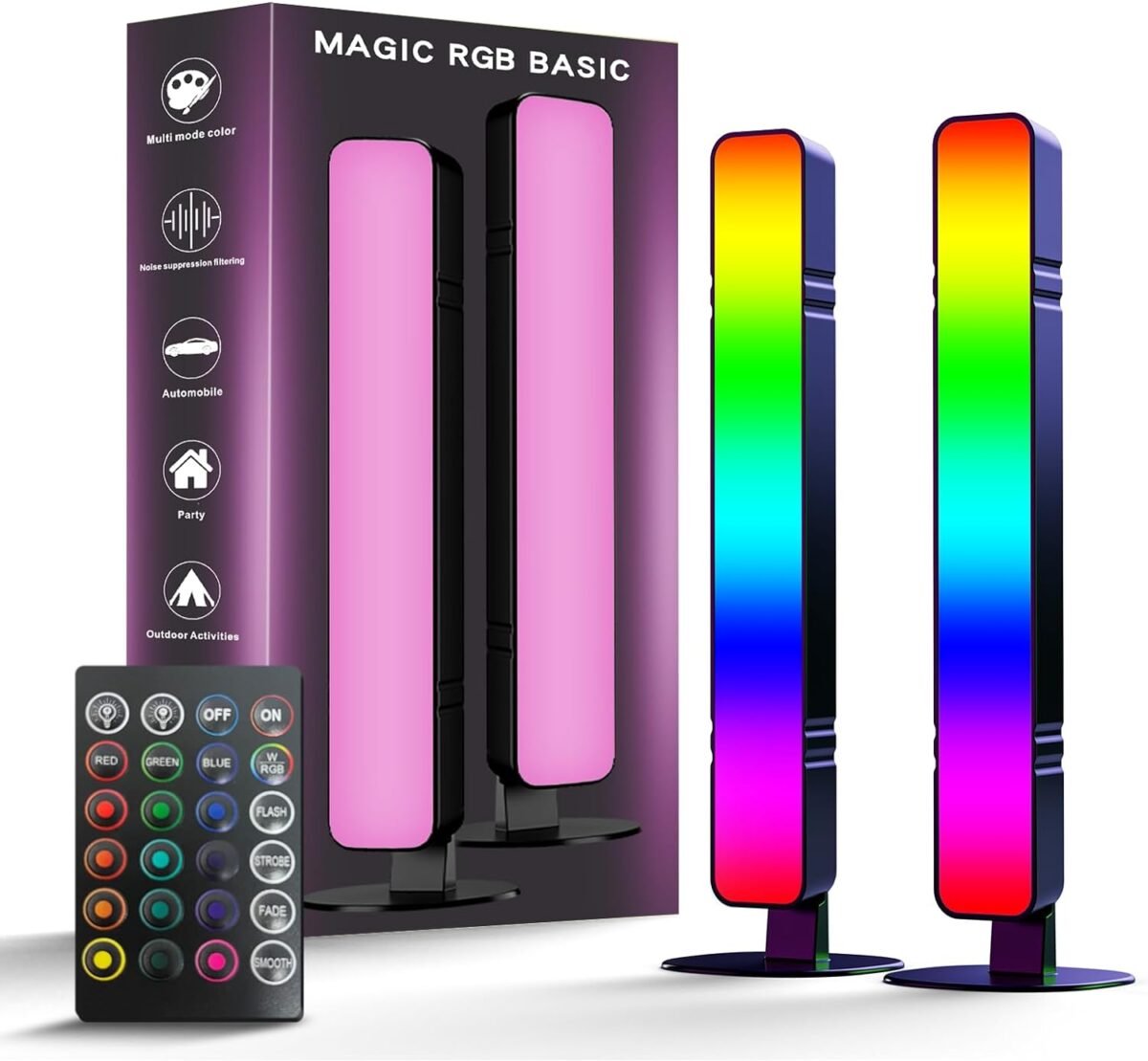 LED Light Bar, Music Sync RGB Light Bar, USB Ambient Lamp, Color Changing Gaming TV Backlight with Remote Control, 15 Dynamic Modes for Room Gaming Decoration - Image 2