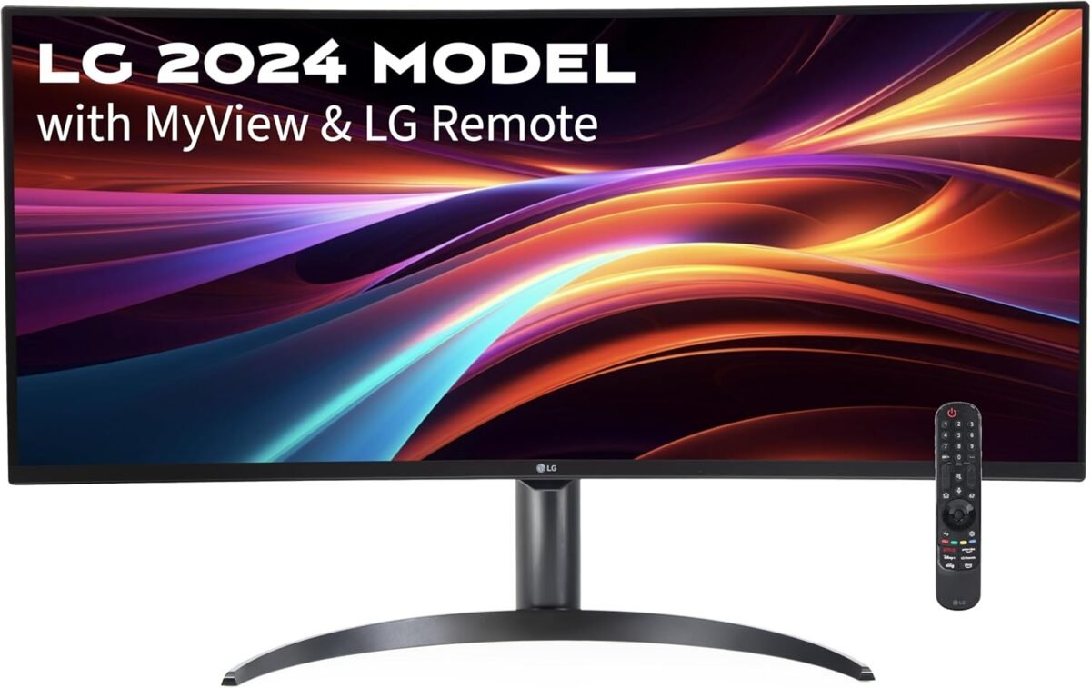 LG 34" Curved WQHD VA Black Monitor with Built-in Speaker, (3440x1440) 100Hz, 5ms, Ultrawide MyView Streaming, Airplay2, Magic Remote, 34SR65QC-B WebOS 2024 Model (Renewed) - Image 2