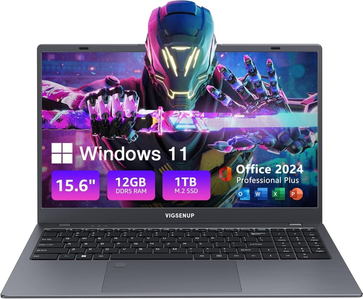 Laptop, 12GB LPDDR5 RAM 1TB SSD, 15.6 Inch Laptop Computer, Win11 Pro, N95 Quad Core Processor, Up to 3.4GHz, Preinstall Office Pro Plus 2024, WiFi 5, BT 5.0, USB-C, Fingerprint,Gray - Image 2