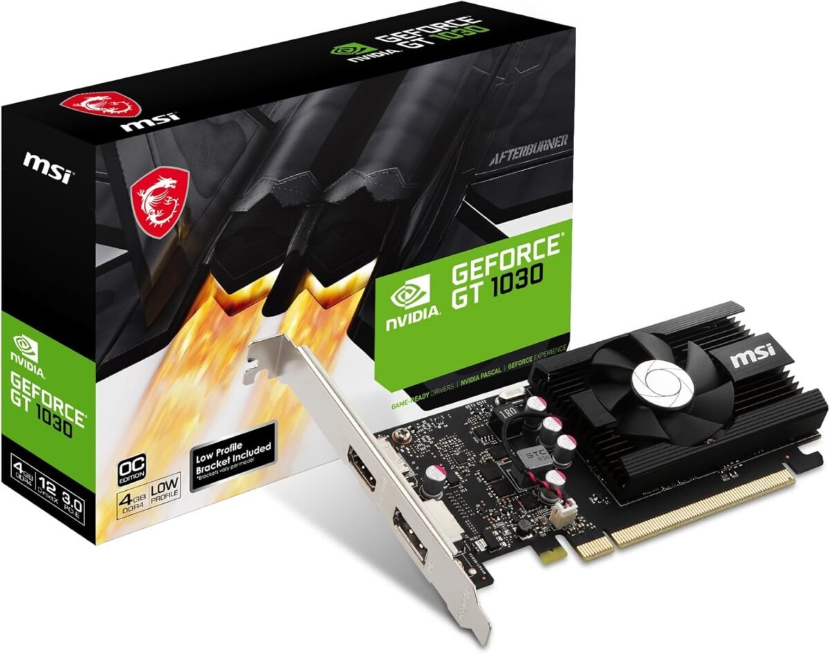 MSI Gaming GeForce GT 1030 4GB DDR4 64-bit HDCP Support DirectX 12 DP/HDMI Single Fan OC Graphics Card (GT 1030 4GD4 LP OC) - Image 2