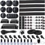 N NOROCME 192 PCS Cable Management Kit 4 Wire Organizer Sleeve,11 Cable Holder,35Cord Clips 10+2 Roll Cable Organizer Straps and 100 Fastening Cable Ties for Computer TV Under Desk, black,clear - Image 2