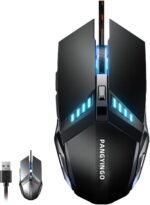 ONE-UP Wired Gaming Mouse - Silent Design, Three DPI Levels, RGB Backlighting, 6 Buttons, Ergonomic Design, for Windows/Mac/Laptops, Black - Image 2