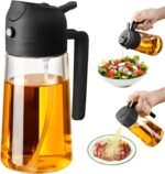 Olive Oil Sprayer for Cooking, 470ml 2 In 1 Glass Oil Dispenser/Pour Bottle, Kitchen Accessories, Kitchen Gadgets for Air Fryer, Salad, BBQ (Black) - Image 2
