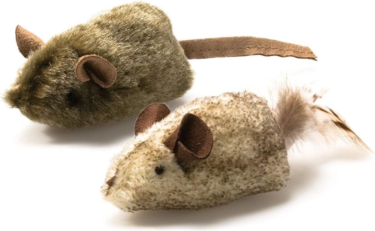 OurPet's Play-N-Squeak Twice the Mice Cat Toy, 2pc (Interactive Catnip Toy, Real Mouse Electronic Sound) - Image 2