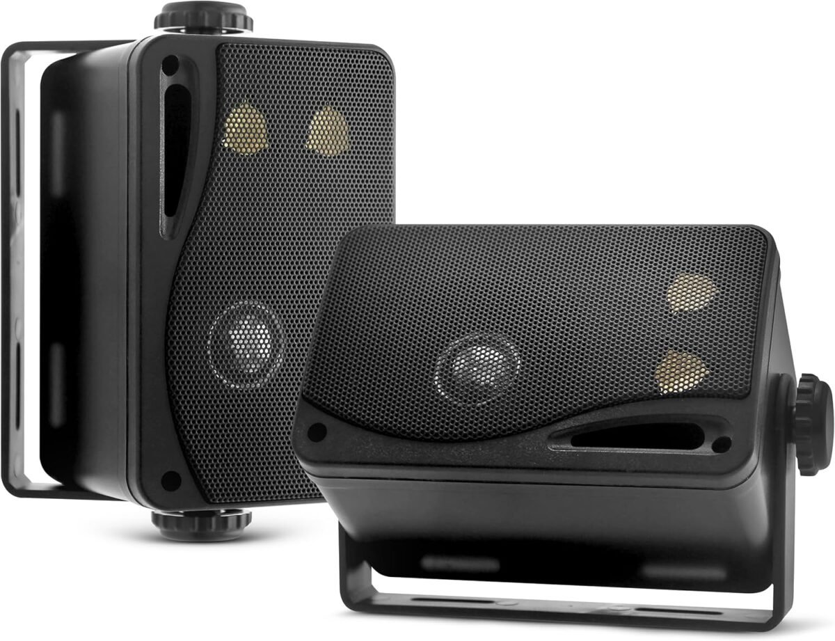 Pyle 3-way Mini Box Speaker System - 3.5 Inch 200 Watt Waterproof Marine Grade Mount Speakers - in a Heavy Duty ABS Enclosure Grill - Home, Boat, Poolside, Patio Indoor Outdoor Use (Black) - Image 2
