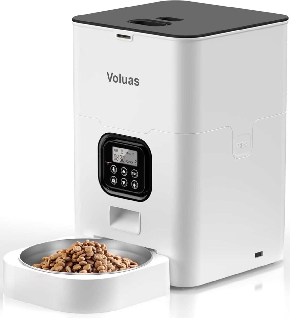 VOLUAS Automatic Cat Feeders - Timed Pet Feeder for Cats and Dogs with Dry Food Dispenser, Desiccant Bag, Programmable Portion Control, 4 Daily Meals, 10s Voice Recorder - Image 2