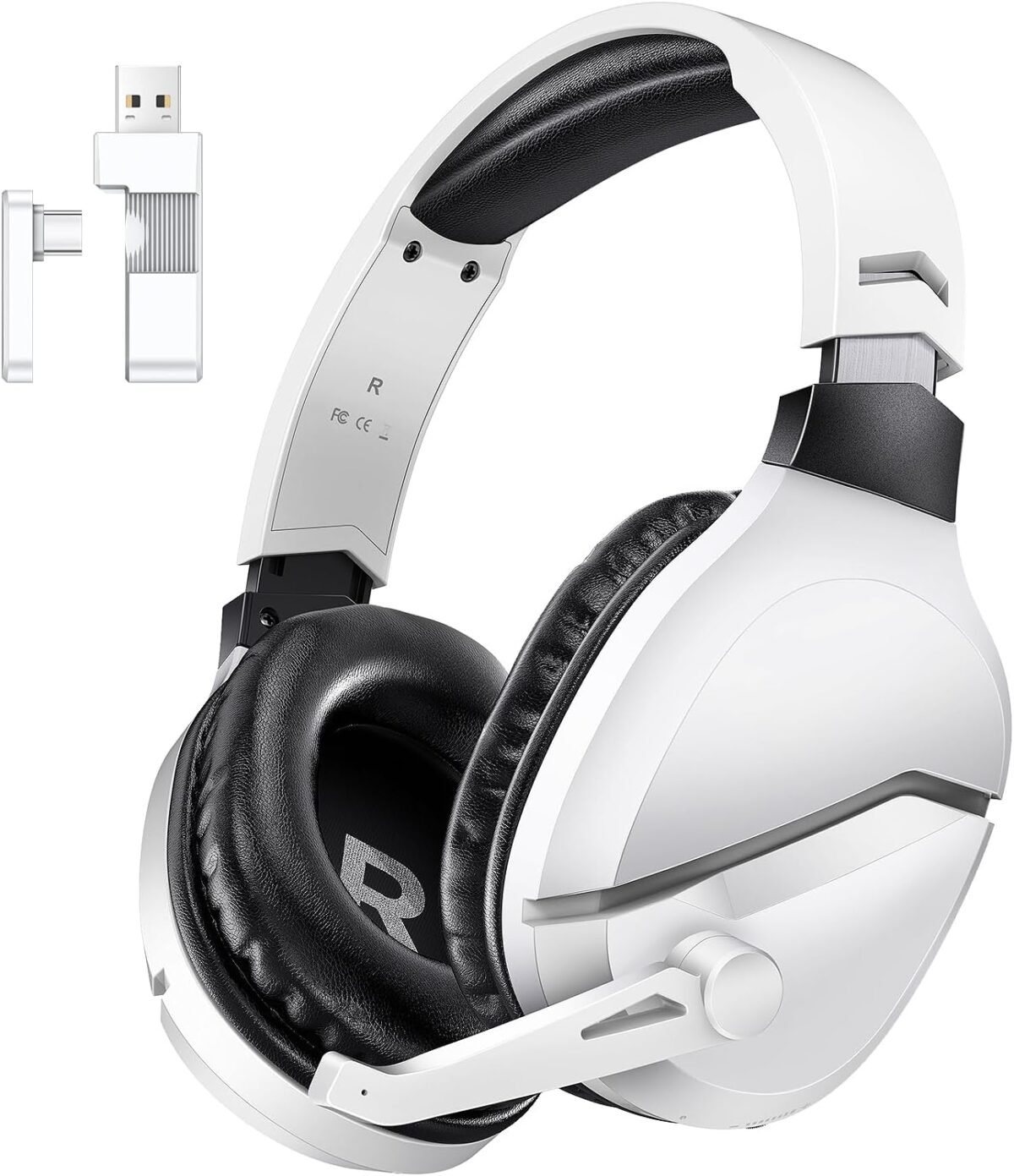 Wireless Gaming Headset with Noise Canceling Microphone for PS5, PC, PS4, 2.4G/Bluetooth Gaming Headphones with USB and Type-c Connector, Wired Mode for Controller Gamecube - Image 2