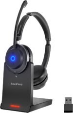 Wireless Headset with Mic for Work-Bluetooth Over Ear Headphones with Microphone,Noise Cancelling with Mute & USB Dongle for Computer/Phones/Remote Work/Call Center,Lightweight All Day Comfort - Image 2