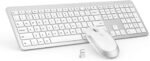 Wireless Keyboard and Mouse Combo - Full Size Slim Thin Wireless Keyboard Mouse with Numeric Keypad 2.4G Stable Connection Adjustable DPI (White & Silver) - Image 2