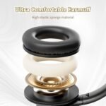 KVIDIO Bluetooth Headphones Over Ear, 65 Hours Playtime Wireless Headphones with Microphone, Foldable Lightweight Headset with Deep Bass, HiFi Stereo Sound Low Latency for Travel Work Cellphone - Image 6