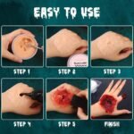 BOBISUKA Demonic Special Effects SFX Halloween Makeup Kit - 5 Colors Bruise Makeup Face Body Painting Palette + Scar Wax with Spatula Tool + Fake Blood Splatter Spray + Fake Blood Cream +Stipple Spong - Image 6