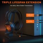 Gaming Headset for Xbox Series X/S, Xbox One, PS5, PS4, PC with 7.1 Surround Sound, Wired Gaming Headphone with Noise Cancelling Mic, Dynamic RGB Light for Xbox Controller, Switch (Black Orange) - Image 8