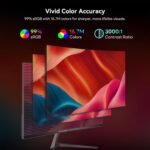 24 inch Curved Monitor 100Hz 1ms, Computer Gaming Monitor FHD 1920×1080P,3000:1 Contrast Ratio, with FreeSync & Eye-Care Technology, HDMI×1,VGA×1 for Gaming Home Office,Wall Mount Install - Image 4