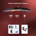 24 inch Curved Monitor 100Hz 1ms, Computer Gaming Monitor FHD 1920×1080P,3000:1 Contrast Ratio, with FreeSync & Eye-Care Technology, HDMI×1,VGA×1 for Gaming Home Office,Wall Mount Install - Image 7