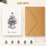 25 Christmas Cards, 5 Assorted Gold Foil Merry Christmas Tree Card with Envelopes, Bulk Greeting and New Years Cards, Perfect to Send Warm Holiday Wishes to Friends and Family - 4" x 6" - Image 4