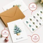 25 Christmas Cards, 5 Assorted Gold Foil Merry Christmas Tree Card with Envelopes, Bulk Greeting and New Years Cards, Perfect to Send Warm Holiday Wishes to Friends and Family - 4" x 6" - Image 6