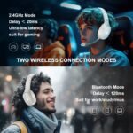 YOTMS Wireless PS5 Gaming Headset for PS4, PC, Switch, 2.4Ghz Wireless Gaming Over Ear Headphones with Mic, Bluetooth 5.3 Headphones with Stereo Sound, 40h Battery, for Laptop, Mac, Phone (White) - Image 4