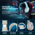 YOTMS Wireless PS5 Gaming Headset for PS4, PC, Switch, 2.4Ghz Wireless Gaming Over Ear Headphones with Mic, Bluetooth 5.3 Headphones with Stereo Sound, 40h Battery, for Laptop, Mac, Phone (White) - Image 6