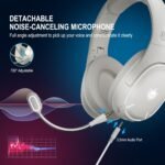 YOTMS Wireless PS5 Gaming Headset for PS4, PC, Switch, 2.4Ghz Wireless Gaming Over Ear Headphones with Mic, Bluetooth 5.3 Headphones with Stereo Sound, 40h Battery, for Laptop, Mac, Phone (White) - Image 7