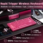 YUNZII RT75 PRO Wireless Gaming Keyboard,Hall Effect Mechanical Rapid Trigger Magnetic Keyboard Bluetooth/USB-C/2.4G 8KHz Polling Rate &128K Scan,RGB Backlit,TGL/SOCD/DKS/MT (Pink, Outemu Red Switch) - Image 4