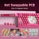 YUNZII RT75 PRO Wireless Gaming Keyboard,Hall Effect Mechanical Rapid Trigger Magnetic Keyboard Bluetooth/USB-C/2.4G 8KHz Polling Rate &128K Scan,RGB Backlit,TGL/SOCD/DKS/MT (Pink, Outemu Red Switch) - Image 8