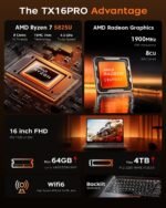 2025 AMD Gaming Laptop, 16 inch Laptop Computer with AMD Ryzen 7 5825 Series(8C/16T, Up to 4.5GHz), 16GB RAM 512GB NVMe SSD Laptop, Radeon RX Vega 8 Graphics, WiFi-6, Backlit KB, HDMI - Image 3